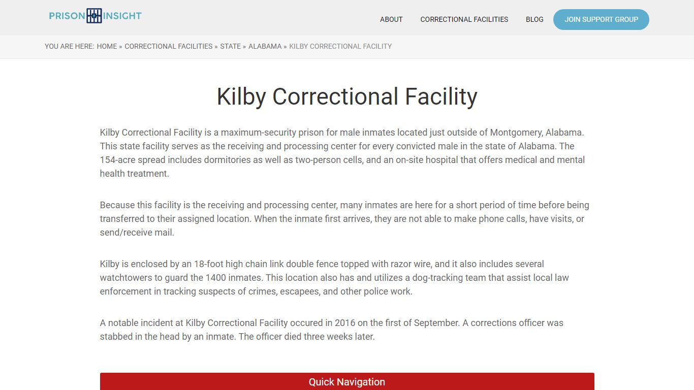 Kilby Correctional Facility - Prison Insight