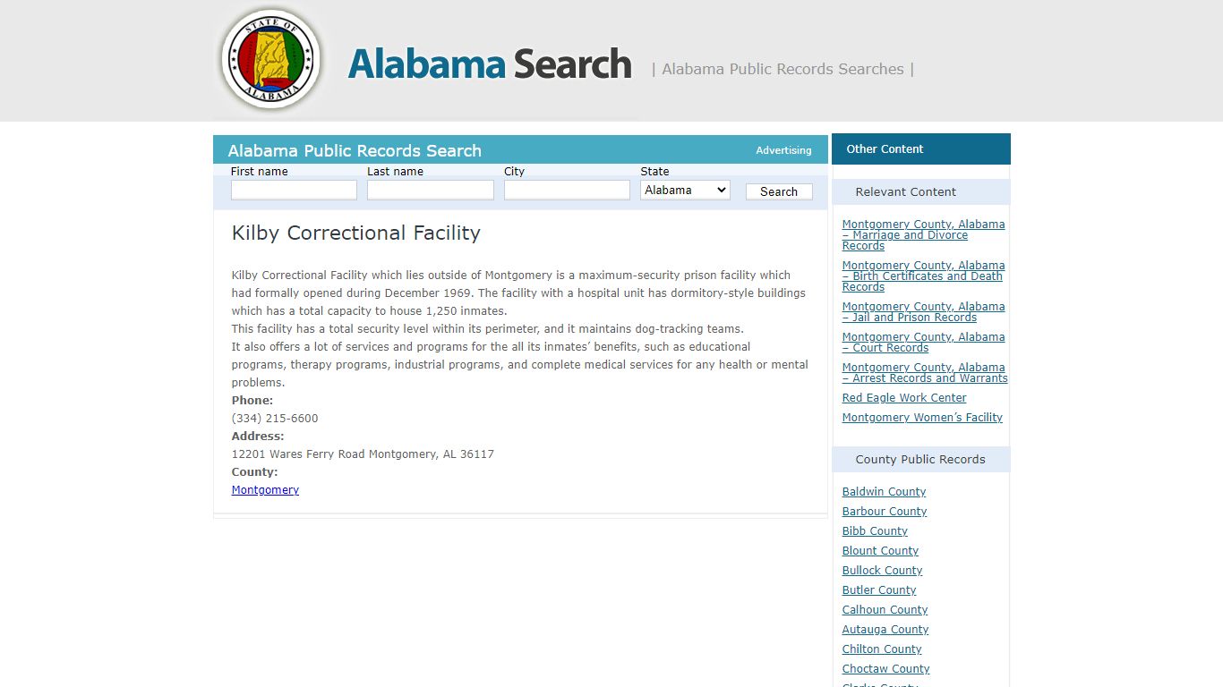 Kilby Correctional Facility | Alabama - AL Search