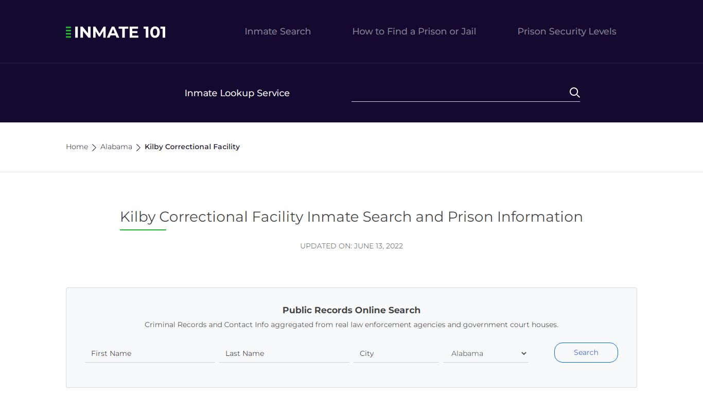 Kilby Correctional Facility Inmate Search and Prison Information